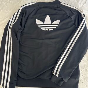 Adidas Black Track Jacket with White Stripes